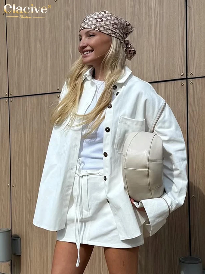 Clacive Fashion Loose White Cotton Skirt Set 2 Piece Woman 2025 Casual Long Sleeve Shirt With High Waist Mini Skirt Set Female
Clacive Fashion Loose White Cotton Skirt Set 2 Piece Woman 2025 Casual Long Sleeve Shirt With High Waist Mini Skirt Set Female