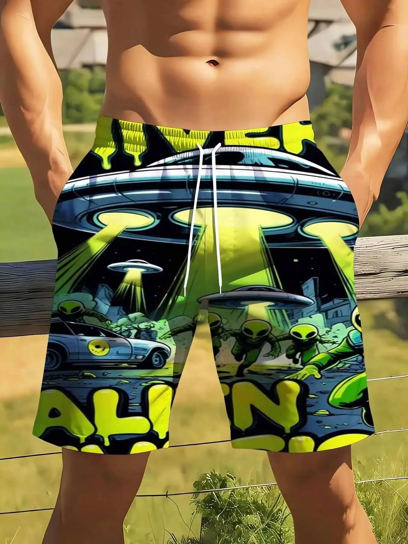 Alien Ufo Graffiti Print Swim Trunks Quick Dry Beach Shorts Summer Vacation Surfing Pants Plus Size Suitable For Casual Sports Wear
Alien Ufo Graffiti Print Swim Trunks Quick Dry Beach Shorts Summer Vacation Surfing Pants Plus Size Suitable For Casual Sports Wear