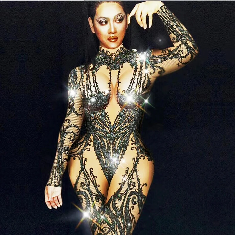 Women's Jumpsuit Female Singer Dj Ds Sexy Nude Black Crystal Sparkly Rhinestones Skinny Dance Stage Performance Wear
Women's Jumpsuit Female Singer Dj Ds Sexy Nude Black Crystal Sparkly Rhinestones Skinny Dance Stage Performance Wear