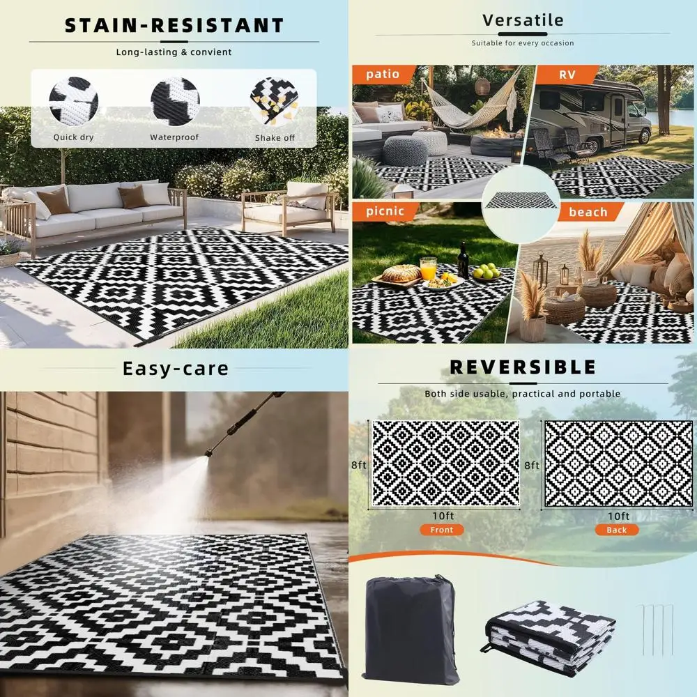 Уличный коврик 8x10 футов, водонепроницаемый, двусторонний, пластиковый, для патио, декора, распродажа, большой, для кемпинга, для автодомов, для террасы
Уличный коврик 8x10 футов, водонепроницаемый, двусторонний, пластиковый, для патио, декора, распродажа, большой, для кемпинга, для автодомов, для террасы