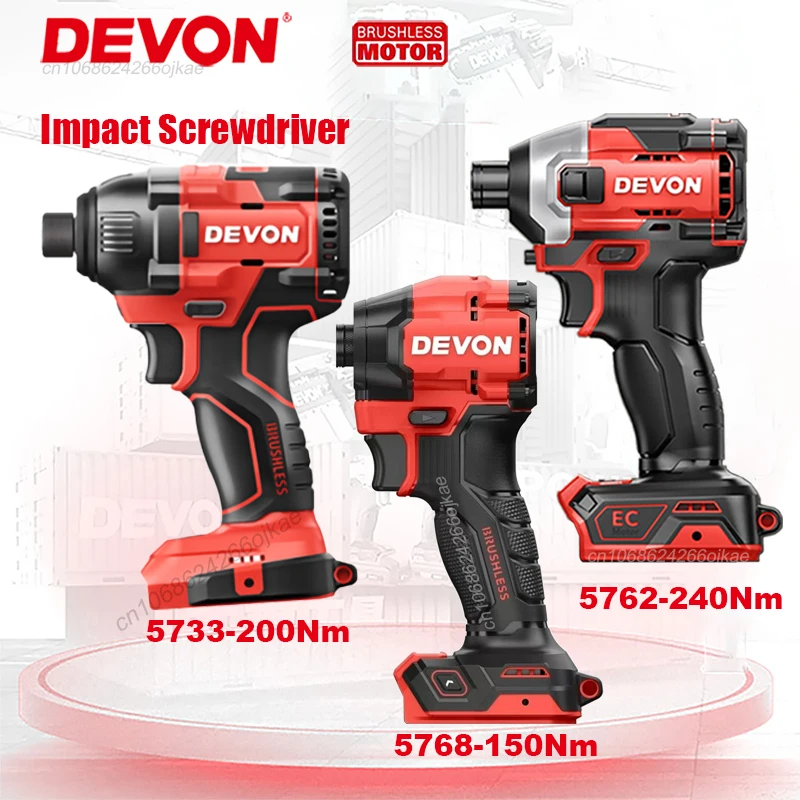 Devon Rechargeable Cordless Impact Screwdriver 5762-LI-20 Brushless 2 Smart Modes 240Nm 3700rpm 4200T/min Universal Flex Battery
Devon Rechargeable Cordless Impact Screwdriver 5762-LI-20 Brushless 2 Smart Modes 240Nm 3700rpm 4200T/min Universal Flex Battery