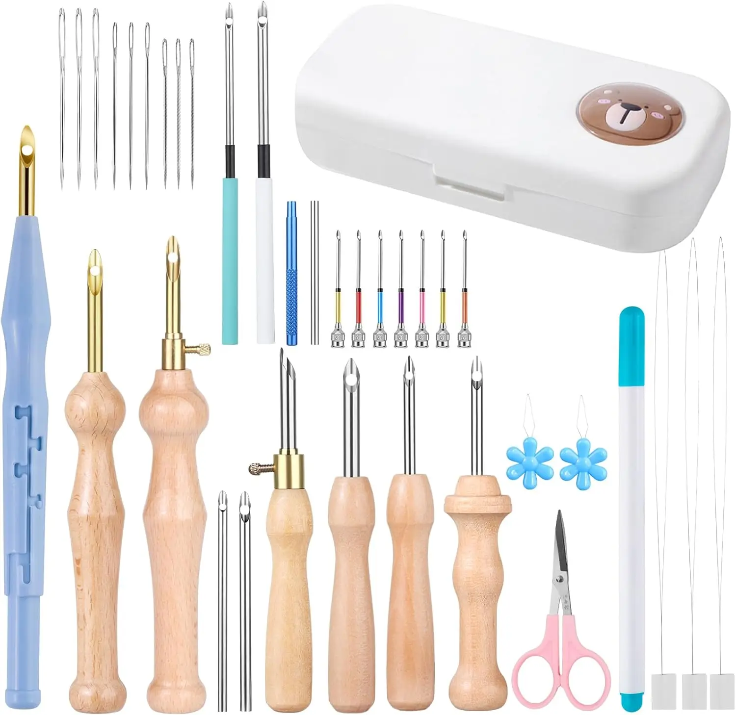 37Pcs Punch Needle Kit for Beginner, Complete Set with Wooden Handle Tools & Storage Case, Crafting Gift
37Pcs Punch Needle Kit for Beginner, Complete Set with Wooden Handle Tools & Storage Case, Crafting Gift