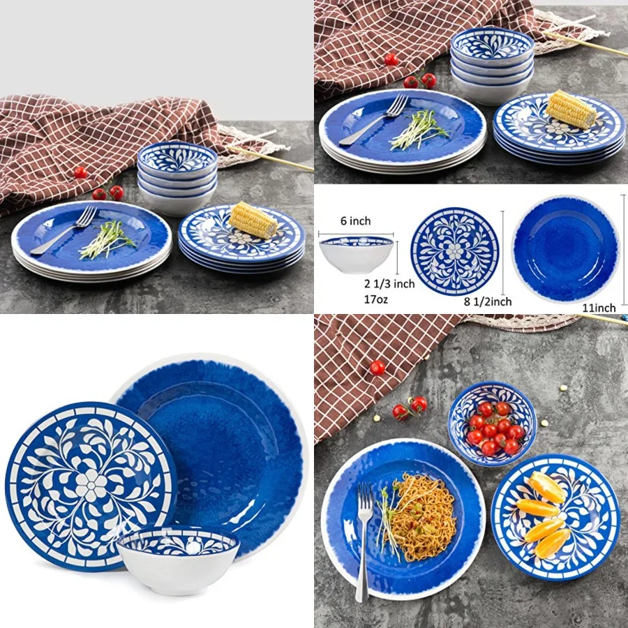 Melamine Dinnerware Set - 12 Pcs Dinner Dishes Set for 4, Plates and Bowls Set for Indoor Outdoor Use- Dishwasher Safe, Unbreak
Melamine Dinnerware Set - 12 Pcs Dinner Dishes Set for 4, Plates and Bowls Set for Indoor Outdoor Use- Dishwasher Safe, Unbreak