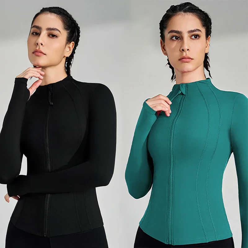 Gym Women's Full Zip Yoga Top With Thumbholes Fitness Running Jacket Stretch Fit Long Sleeve Round Neck Top Sportswear
Gym Women's Full Zip Yoga Top With Thumbholes Fitness Running Jacket Stretch Fit Long Sleeve Round Neck Top Sportswear