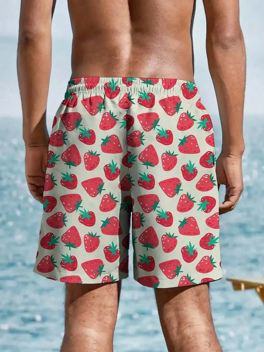 Mens Quick-Dry Beach Shorts With Strawberry Print Adjustable Drawstring Waist Lightweight Swim Trunks For Summer Pool Vacation
Mens Quick-Dry Beach Shorts With Strawberry Print Adjustable Drawstring Waist Lightweight Swim Trunks For Summer Pool Vacation