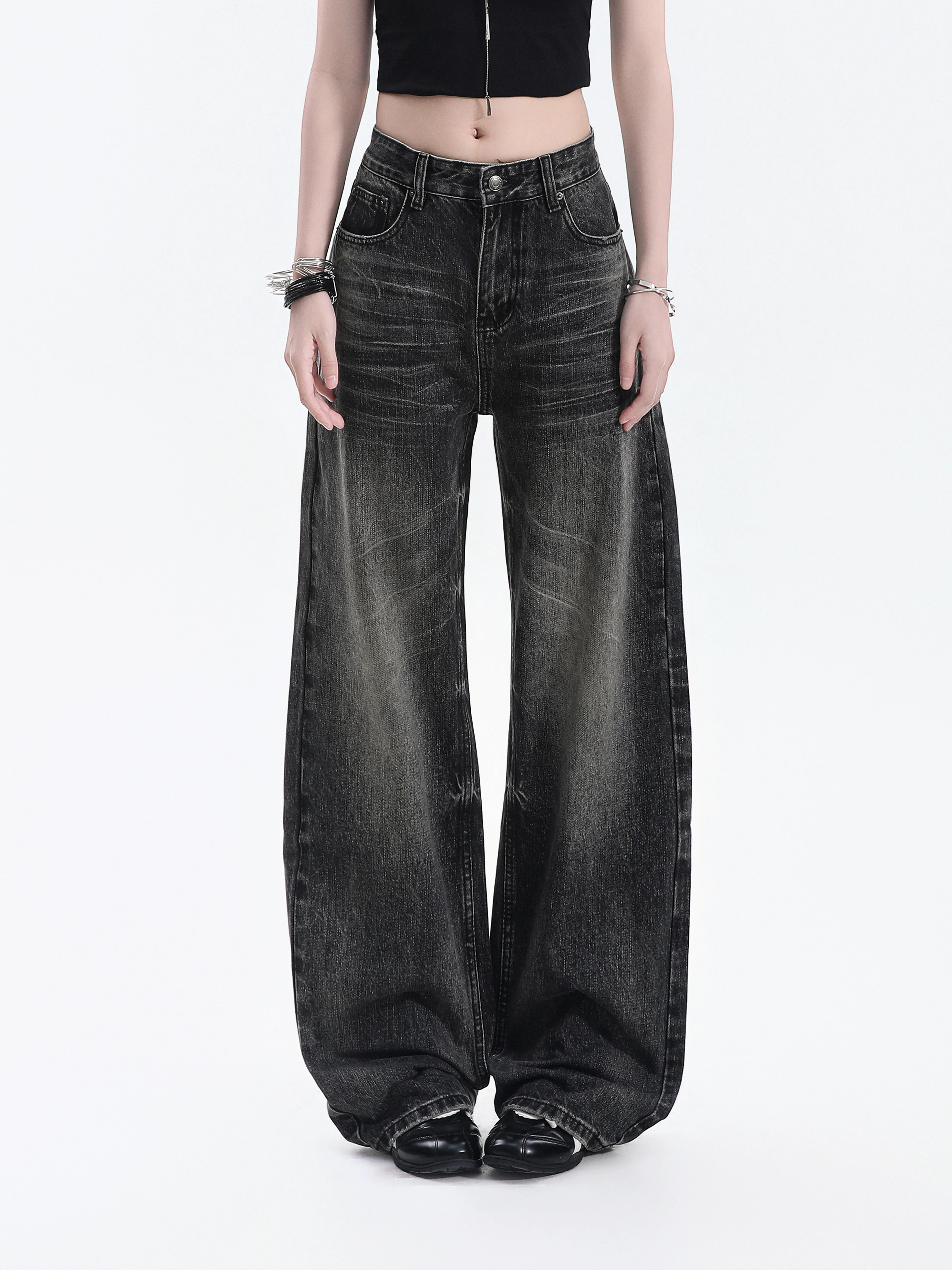 American Retro Distressed Wide Leg Jeans Women's Slimming Drapey Straight Loose Match All Cotton Long Pants
American Retro Distressed Wide Leg Jeans Women's Slimming Drapey Straight Loose Match All Cotton Long Pants