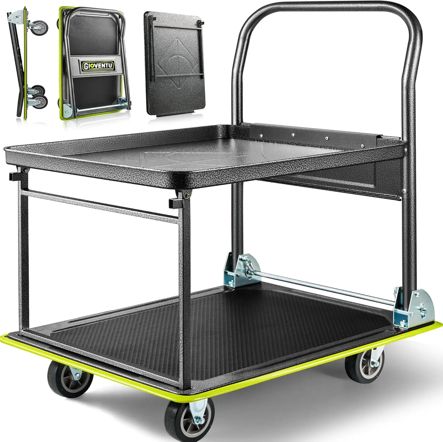 Foldable Heavy Duty Push Cart Dolly with 700 lbs Capacity, High-Strength Steel, 2 Tier Design for Warehouse and Office Use
Foldable Heavy Duty Push Cart Dolly with 700 lbs Capacity, High-Strength Steel, 2 Tier Design for Warehouse and Office Use
