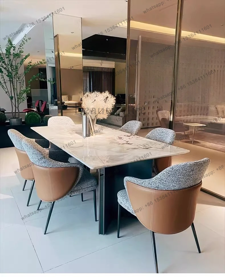 Natural luxury stone dining table white marble Italian minimalist light luxury long table
Natural luxury stone dining table white marble Italian minimalist light luxury long table