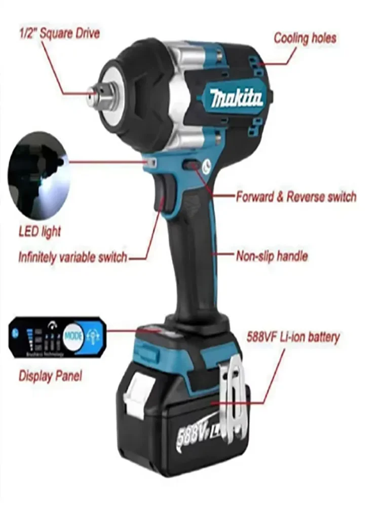 1800N.m DTW700 High Torque Brushless Electric Impact Wrench Rechargeable Wrench Cordless For Makita 18v Battery
1800N.m DTW700 High Torque Brushless Electric Impact Wrench Rechargeable Wrench Cordless For Makita 18v Battery