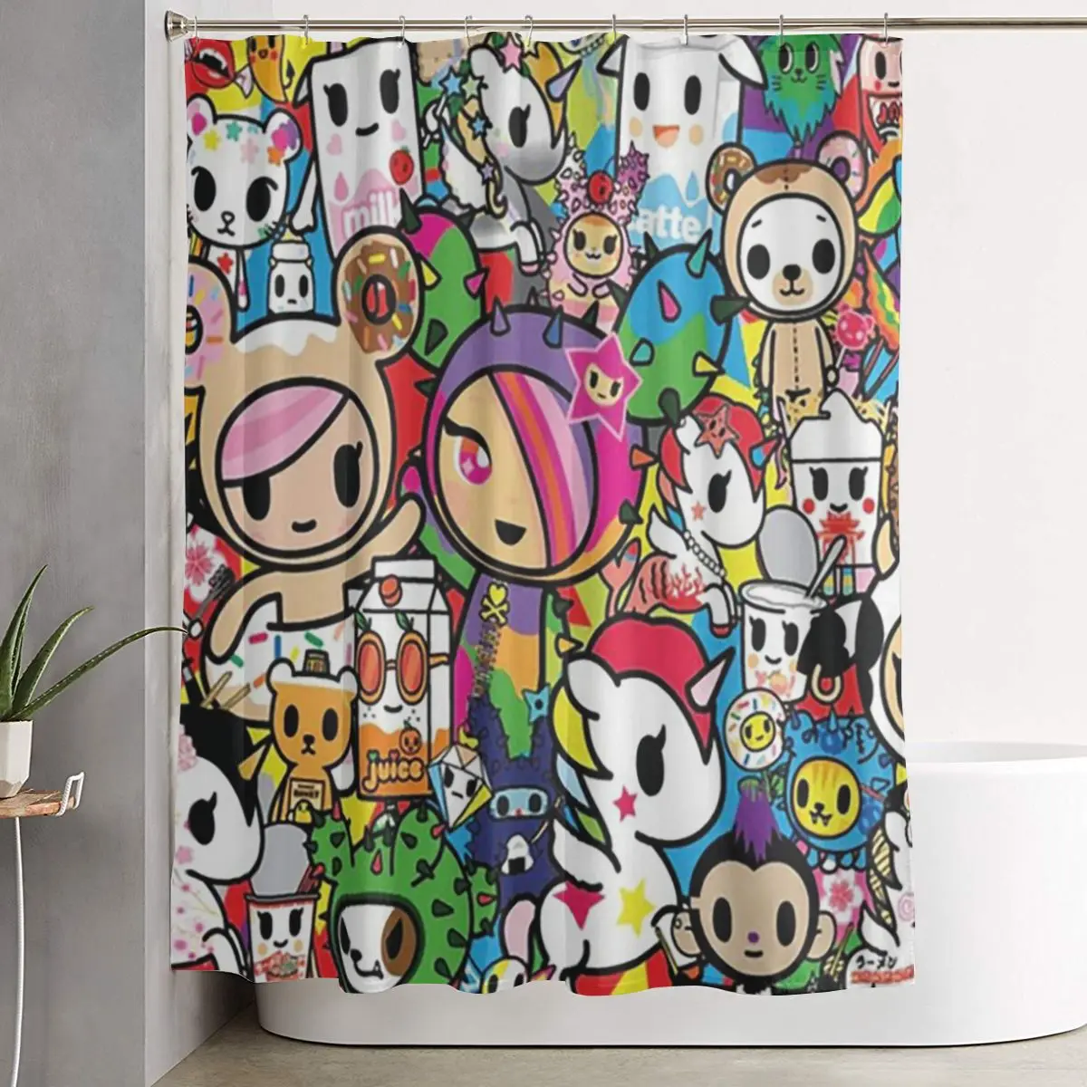 Водонепроницаемая шторка для душа Tokidoki Kawaii Donutella Sandy Unicorno из полиэстера с крючками
Водонепроницаемая шторка для душа Tokidoki Kawaii Donutella Sandy Unicorno из полиэстера с крючками