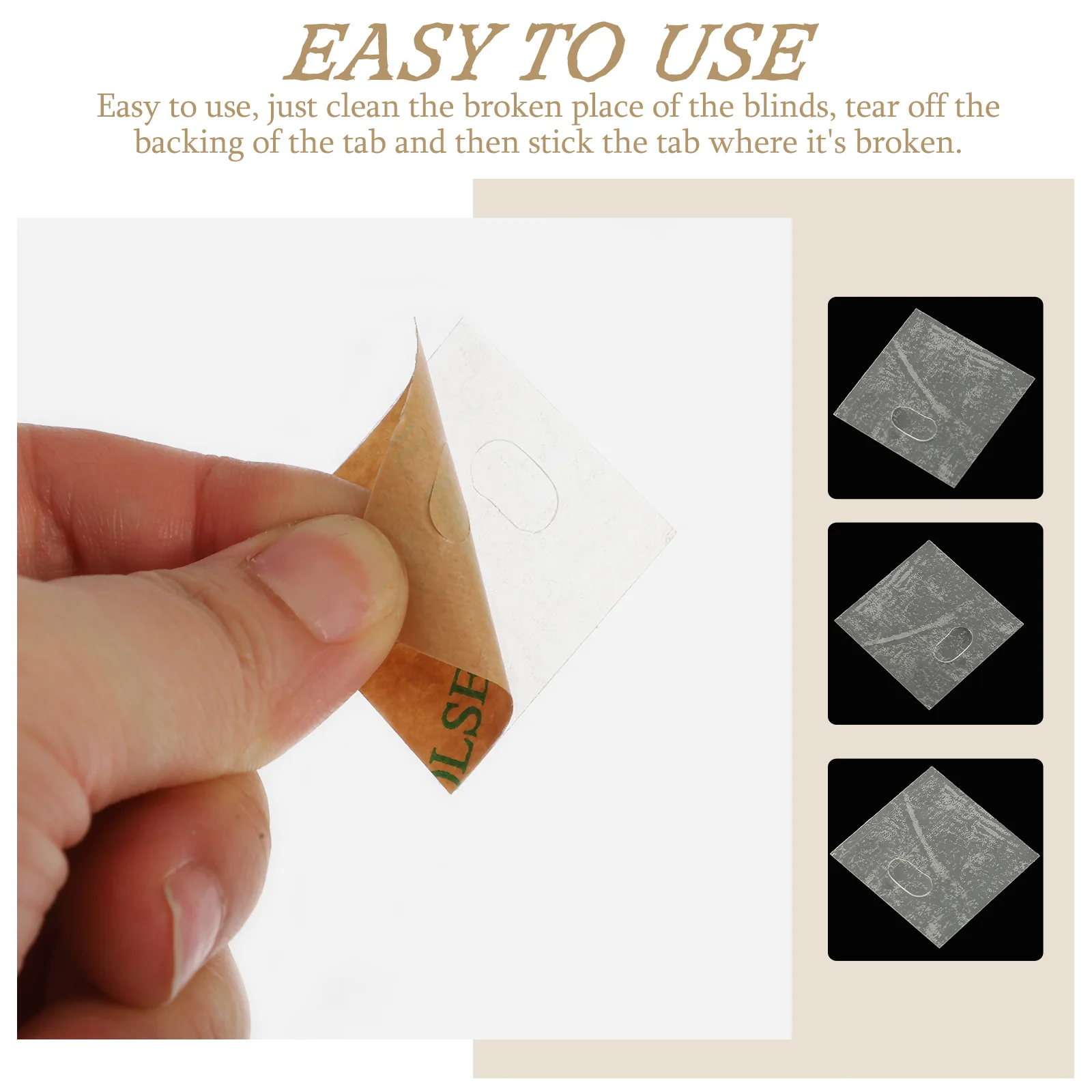 40pcs Vertical Blind Repair Tabs Clear Self-Adhesive Fixer Replacement For Broken Blinds Pvc Window Blind Repair Parts
40pcs Vertical Blind Repair Tabs Clear Self-Adhesive Fixer Replacement For Broken Blinds Pvc Window Blind Repair Parts