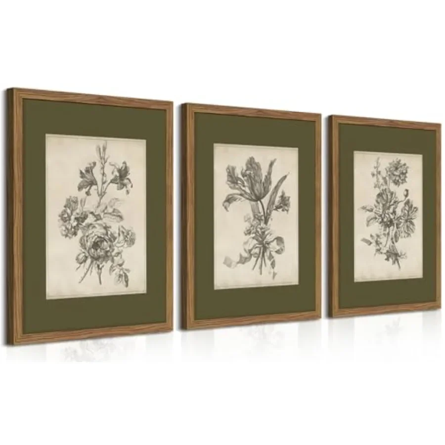 Vintage Floral Wall Art Set of 3 for Living Room Bedroom Bathroom, Sage Green Botanical Canvas Prints, Retro Minimalist Sketch
Vintage Floral Wall Art Set of 3 for Living Room Bedroom Bathroom, Sage Green Botanical Canvas Prints, Retro Minimalist Sketch