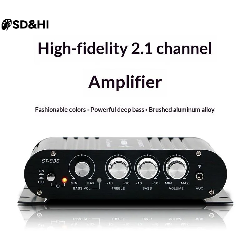 ST-838 Home Theater Amplifiers HiFi 2.1 Channel Power Amplifier Stereo Bass Sound Car Home Amp Media Player Amplifier
ST-838 Home Theater Amplifiers HiFi 2.1 Channel Power Amplifier Stereo Bass Sound Car Home Amp Media Player Amplifier