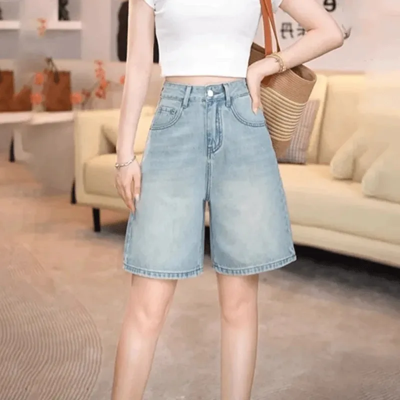 Women's High Waist Wide Leg A-Line Denim Shorts Summer Loose Slim Fit 5-Point Jeans
Women's High Waist Wide Leg A-Line Denim Shorts Summer Loose Slim Fit 5-Point Jeans
