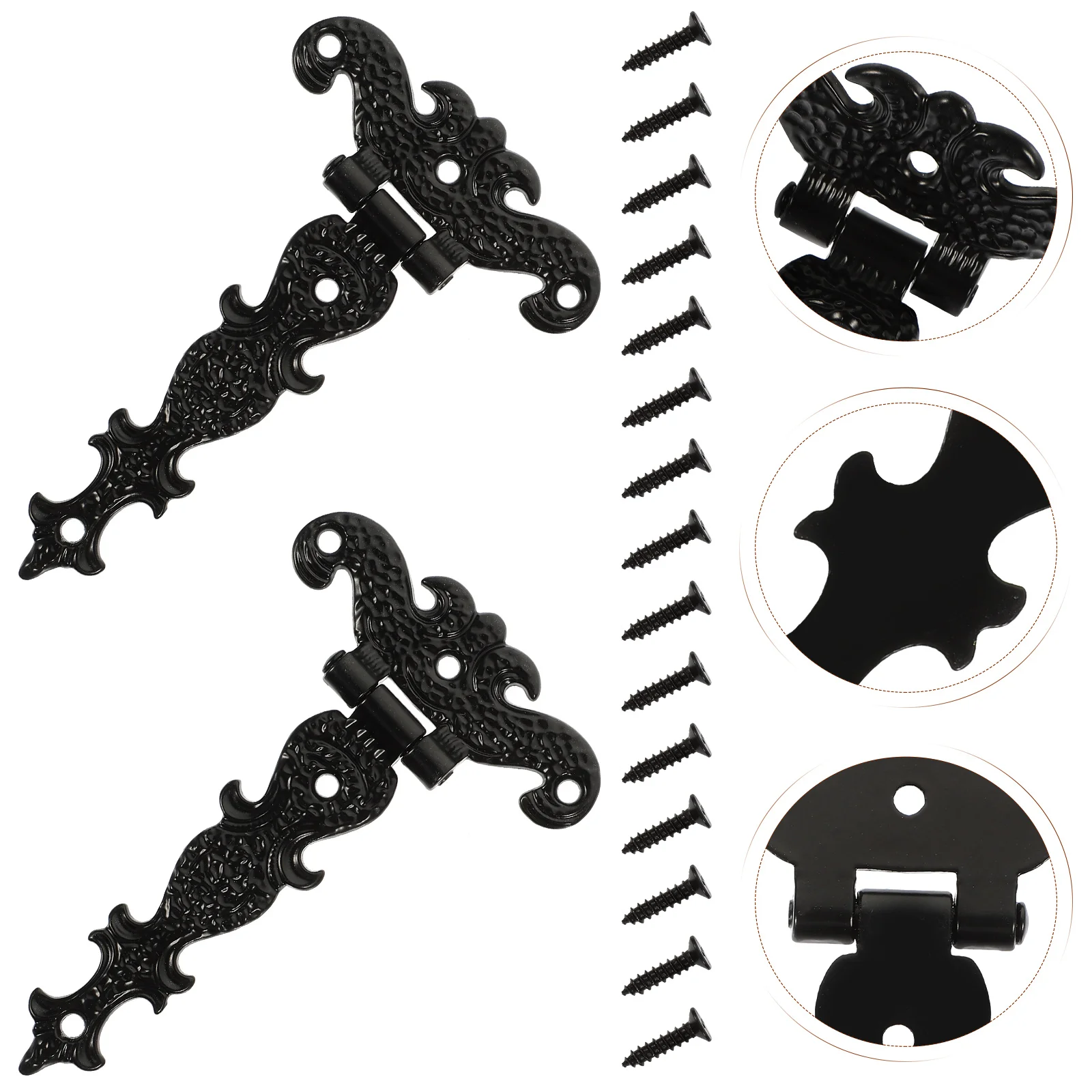 2pcs Vintage Hinges Heavy Duty Black 8 Screw Holes Wood Gate Hardware Kit for Door Fence Shed DIY Projects
2pcs Vintage Hinges Heavy Duty Black 8 Screw Holes Wood Gate Hardware Kit for Door Fence Shed DIY Projects