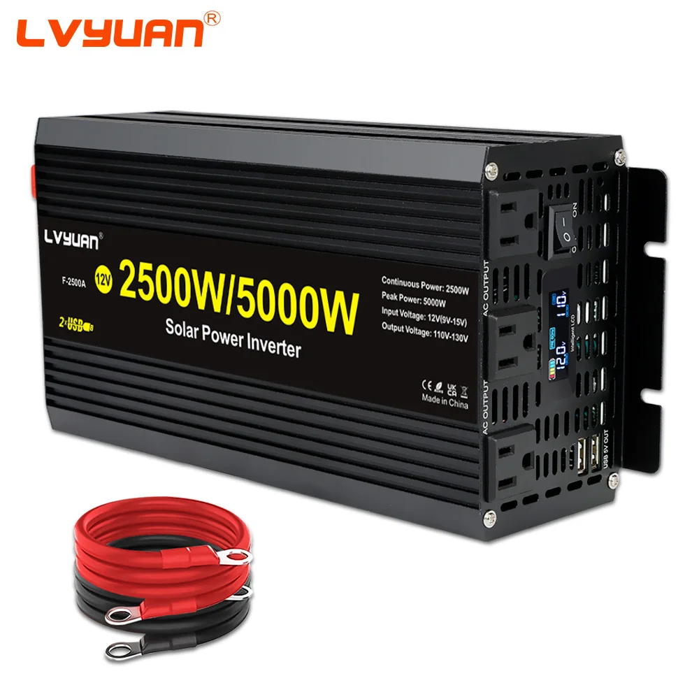 2500W Power Inverter 5000W (Peak) 12V to 110V DC to AC with LCD Display, Remote Controller 4 x AC Outlets and 4 x 3.1A USB Car Adapter for Car Truck Boat RV Solar System
2500W Power Inverter 5000W (Peak) 12V to 110V DC to AC with LCD Display, Remote Controller 4 x AC Outlets and 4 x 3.1A USB Car Adapter for Car Truck Boat RV Solar System