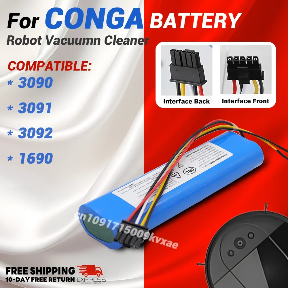 for CECOTEC CONGA 3090 14.4 V 12800 mAh 3091 3092 2090 1690 Robot Vacuum Cleaner Battery Pack Replacement Accessories
for CECOTEC CONGA 3090 14.4 V 12800 mAh 3091 3092 2090 1690 Robot Vacuum Cleaner Battery Pack Replacement Accessories