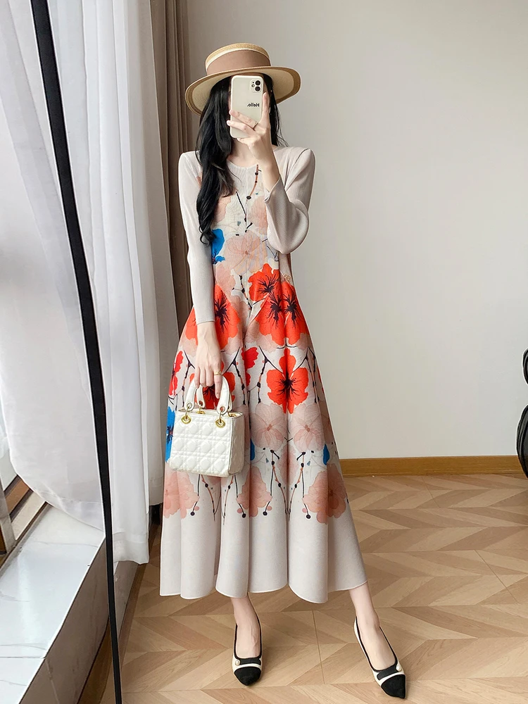 Elegant Floral Print Long Sleeve Women's Dress Slimming A-Line Midi Skirt High Waist Autumn Fashion Soft Polyester Fiber
Elegant Floral Print Long Sleeve Women's Dress Slimming A-Line Midi Skirt High Waist Autumn Fashion Soft Polyester Fiber
