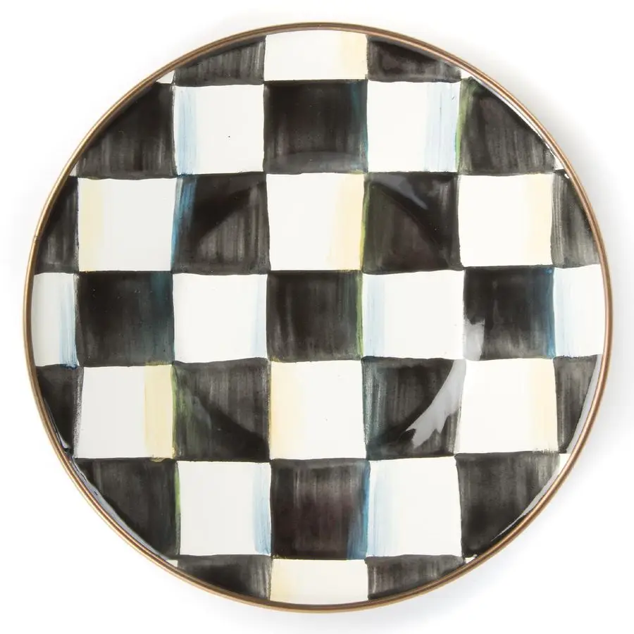 Enamel Saucer, Small Enamel Plate for Teacups, BlackandWhite Courtly Check
Enamel Saucer, Small Enamel Plate for Teacups, BlackandWhite Courtly Check