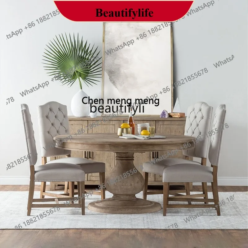 z183 YH American retro old solid wood round dining table restaurant dining table high-end dining table
z183 YH American retro old solid wood round dining table restaurant dining table high-end dining table