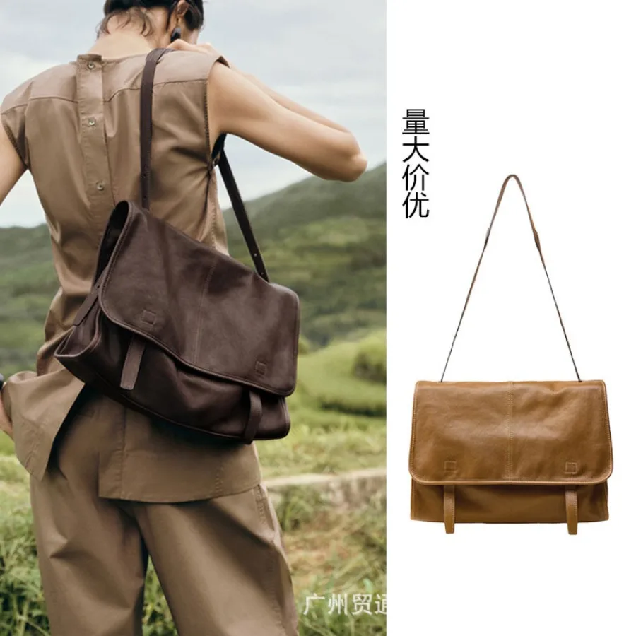 【New Arrival】Vintage Brown Leather Messenger Bag, Women's Soft Leather Flap Shoulder Bag with Adjustable Strap for Everyday & Office
【New Arrival】Vintage Brown Leather Messenger Bag, Women's Soft Leather Flap Shoulder Bag with Adjustable Strap for Everyday & Office