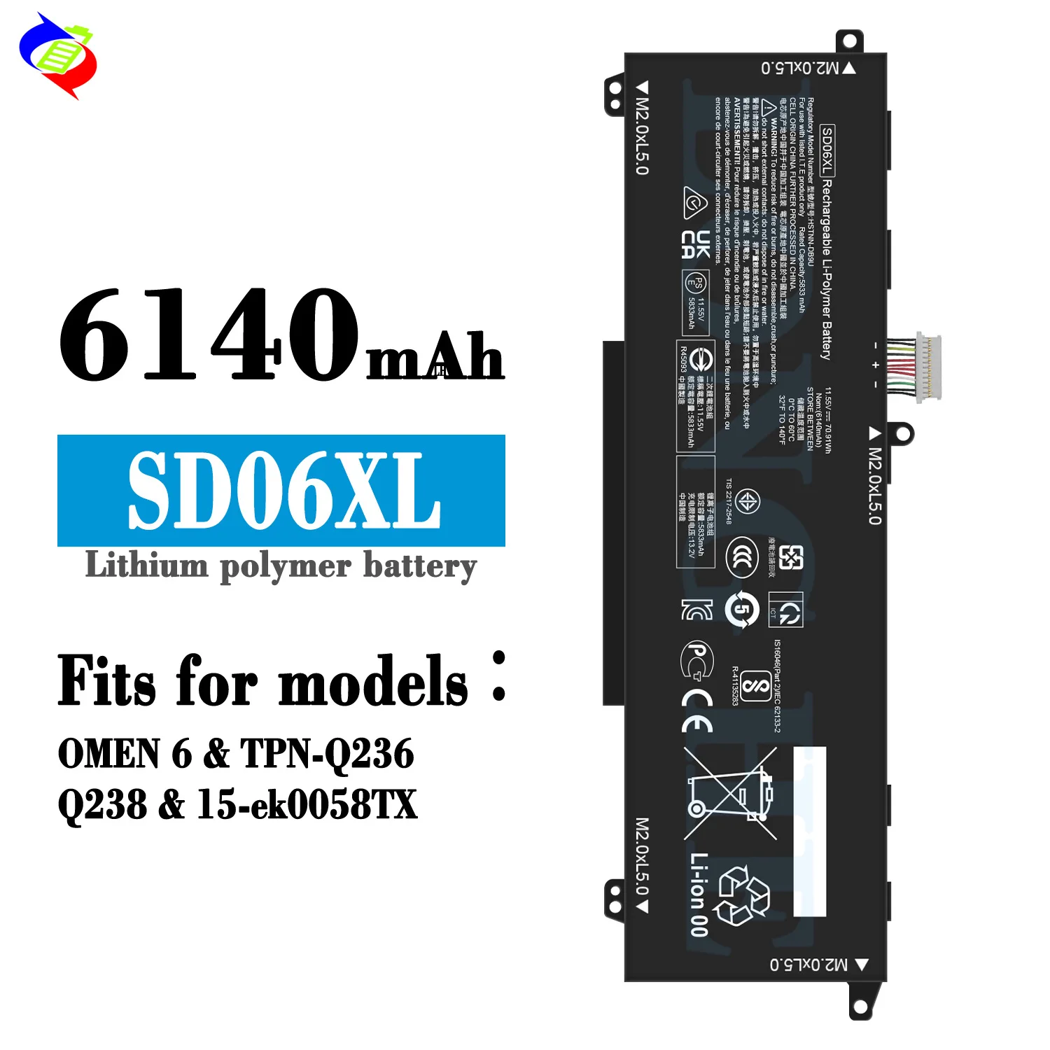 SD06XL 11.55V Laptop Battery For HP Omen 15-EK 15-EN Series 15-ek0013dx 15-ek1013dx EK0019NR TPN-Q23
SD06XL 11.55V Laptop Battery For HP Omen 15-EK 15-EN Series 15-ek0013dx 15-ek1013dx EK0019NR TPN-Q23