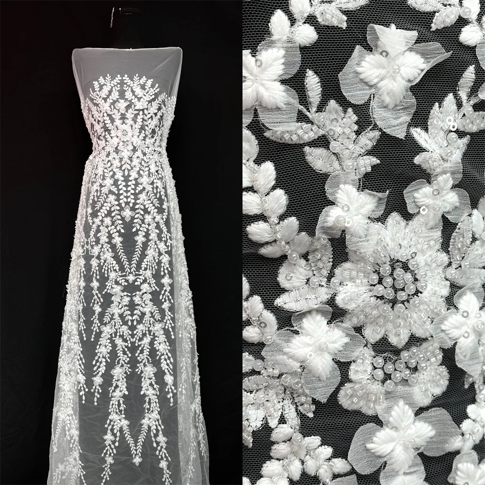 Elegant African 3D Nigerian Fashion Beaded Lace High-end Luxury French Sequins Mesh Lace Fabric Women's Evening Dress Party
Elegant African 3D Nigerian Fashion Beaded Lace High-end Luxury French Sequins Mesh Lace Fabric Women's Evening Dress Party