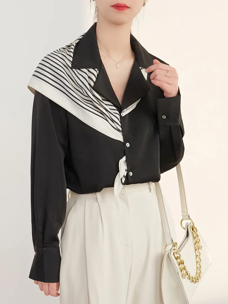 Elegant Women Patchwork Notched Shirt Long Sleeve Single Breasted Fashion Female Blusas 2023 Autumn New Tide Top X210
Elegant Women Patchwork Notched Shirt Long Sleeve Single Breasted Fashion Female Blusas 2023 Autumn New Tide Top X210