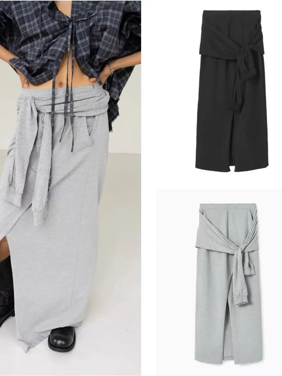 Korean Style Street Fashion Half Skirt Middle Length with Slit Sleeve Patchwork Women's Fashionable Bow Tie Skirt
Korean Style Street Fashion Half Skirt Middle Length with Slit Sleeve Patchwork Women's Fashionable Bow Tie Skirt