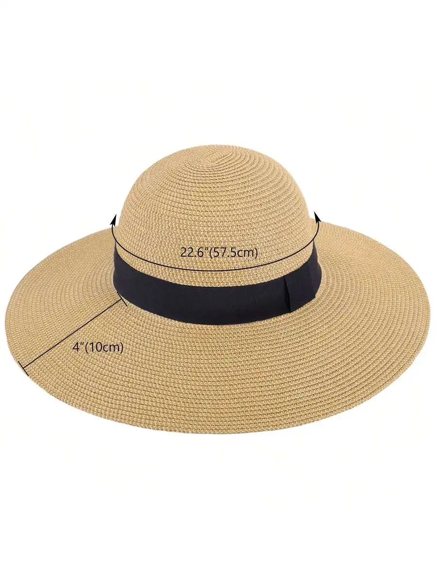 Womens Wide Brim Straw Sun Hat With UV Protection Floppy Beach Hat Beige Brown
Womens Wide Brim Straw Sun Hat With UV Protection Floppy Beach Hat Beige Brown