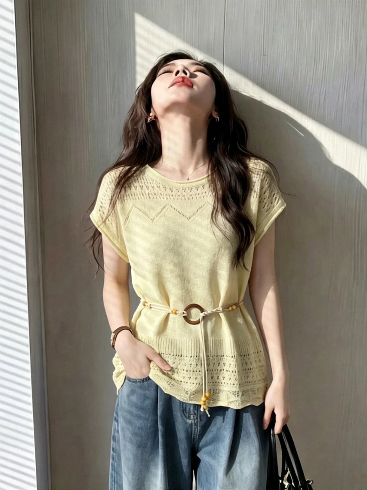Poisson Wind Ice Silk Knitted Summer Thin Design Sense T-Shirt Women's Unique Hollow out Short Sleeve Top Outdoor Casual Wear
Poisson Wind Ice Silk Knitted Summer Thin Design Sense T-Shirt Women's Unique Hollow out Short Sleeve Top Outdoor Casual Wear