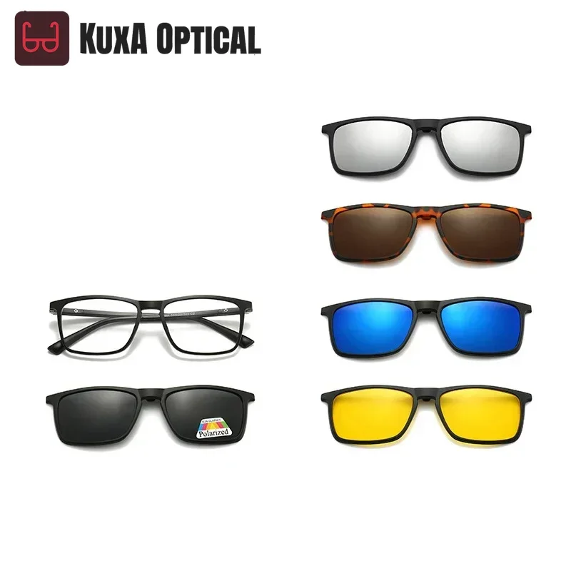 XUKA 6-in-1 Square Myopia Polarized Sunglasses Eyeglass Frame for Men And Women Degrees Magnetic Clip-on Optical Prescription
XUKA 6-in-1 Square Myopia Polarized Sunglasses Eyeglass Frame for Men And Women Degrees Magnetic Clip-on Optical Prescription