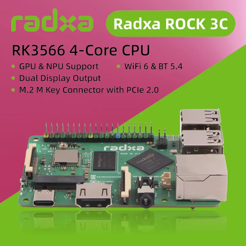 RADXA Rock Pi 3C RK3566 Четырехъядерная плата Cortex A55 32 бит 3200 Мбит/с LPDDR4 поддерживает замену Raspberry Pi
RADXA Rock Pi 3C RK3566 Четырехъядерная плата Cortex A55 32 бит 3200 Мбит/с LPDDR4 поддерживает замену Raspberry Pi