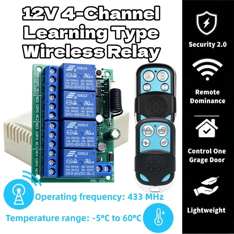 RF Universal Wireless Remote Control Switch 433MHz DC 6V 12V 24V 10A Relay Receiver,50m Transmitter for Garage Door Motor Lamp
RF Universal Wireless Remote Control Switch 433MHz DC 6V 12V 24V 10A Relay Receiver,50m Transmitter for Garage Door Motor Lamp