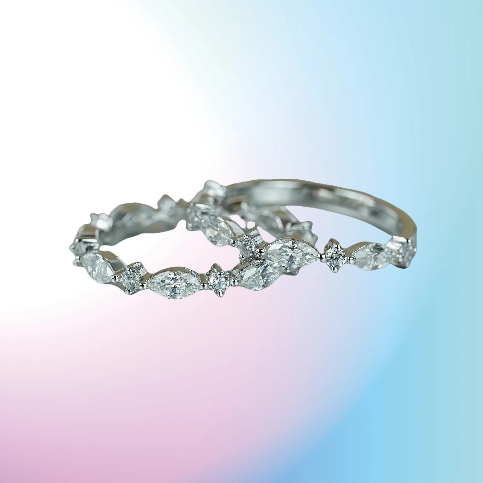New D Color Full Diamond Moissanite Eternity Rings For Women S925 Sterling Sliver Marquise Cut Gemstone Wedding Band Jewelry
New D Color Full Diamond Moissanite Eternity Rings For Women S925 Sterling Sliver Marquise Cut Gemstone Wedding Band Jewelry