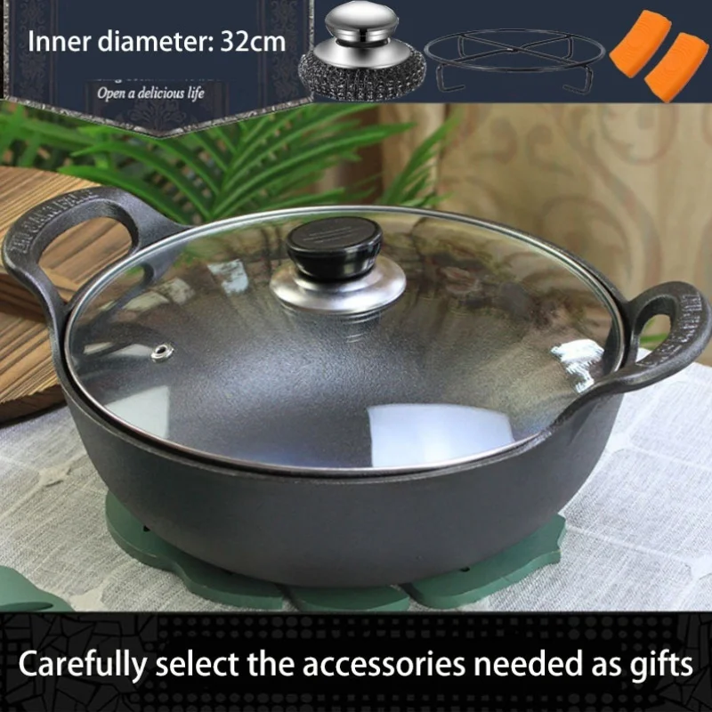 5pcs, 12.6" Inch Cast Iron Pot, No Coating, + Pot Lid + Cast Iron Pot Brush + Anti-Hot Pot Ear Silicone Sleeve Cast Iron Wok with Loop Handle, Can Steam, Stew, Fry Food Large Wok Stir with Dual Handle, Pre-Seasoned Woks & Stir-Fry Pans
5pcs, 12.6" Inch Cast Iron Pot, No Coating, + Pot Lid + Cast Iron Pot Brush + Anti-Hot Pot Ear Silicone Sleeve Cast Iron Wok with Loop Handle, Can Steam, Stew, Fry Food Large Wok Stir with Dual Handle, Pre-Seasoned Woks & Stir-Fry Pans