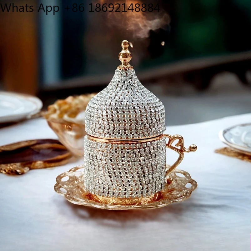 Golden coffee cup European court style handmade design with diamonds
Golden coffee cup European court style handmade design with diamonds