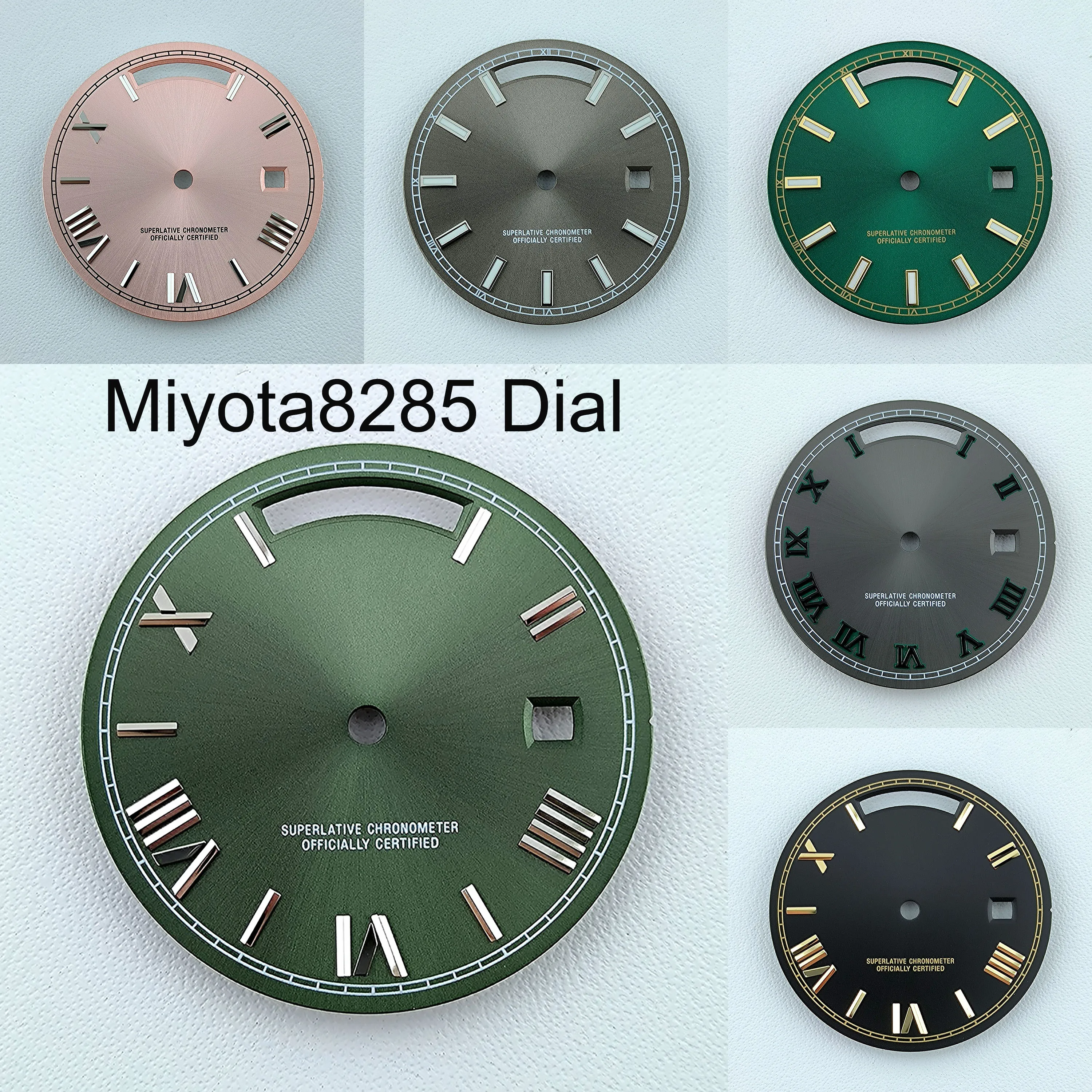 Miyota8285 dial Watch Dial Men's watch 31mm Custom logo Green luminous Dial suitable for Miyota8285 movement watch accessories
Miyota8285 dial Watch Dial Men's watch 31mm Custom logo Green luminous Dial suitable for Miyota8285 movement watch accessories