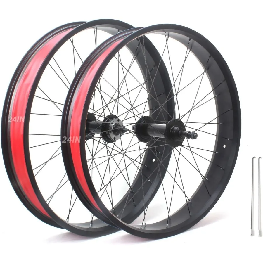24in X 4.0 Fat Tire Bike Wheelset Disc Brake Snow Bike Front Rear Wheels Solid Shaft 135mm/195mm 36H Hubs Beach Bike
24in X 4.0 Fat Tire Bike Wheelset Disc Brake Snow Bike Front Rear Wheels Solid Shaft 135mm/195mm 36H Hubs Beach Bike