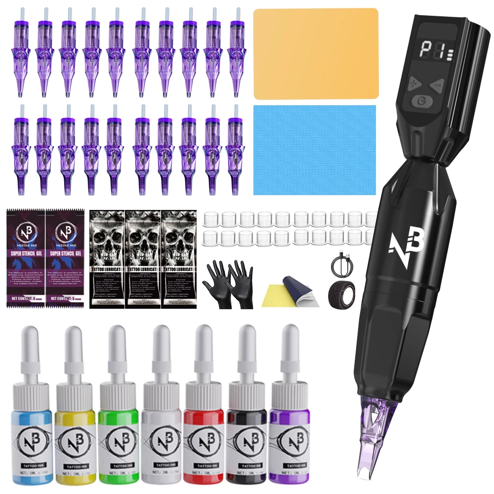 1100Mah Wireless Rotary Tattoo Pen Kit Rechargeable Tattoo Machine Gun 10Pcs Cartridge Needles 7Bottles 5ml Tattoo Ink Full Accessories Set for Beginner Tattoo Art
1100Mah Wireless Rotary Tattoo Pen Kit Rechargeable Tattoo Machine Gun 10Pcs Cartridge Needles 7Bottles 5ml Tattoo Ink Full Accessories Set for Beginner Tattoo Art