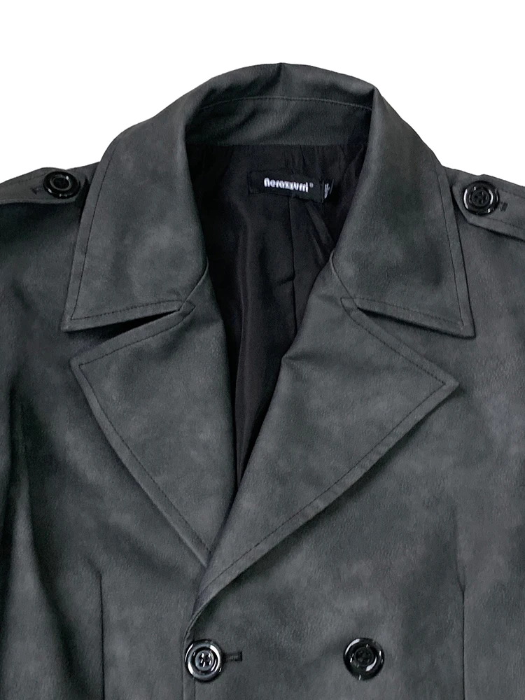 Nerazzurri Autumn Extra Long Distressed Faux Leather Trench Coat Men Double Breasted Elegant Chic Luxury Clothes Runway Fashion
Nerazzurri Autumn Extra Long Distressed Faux Leather Trench Coat Men Double Breasted Elegant Chic Luxury Clothes Runway Fashion