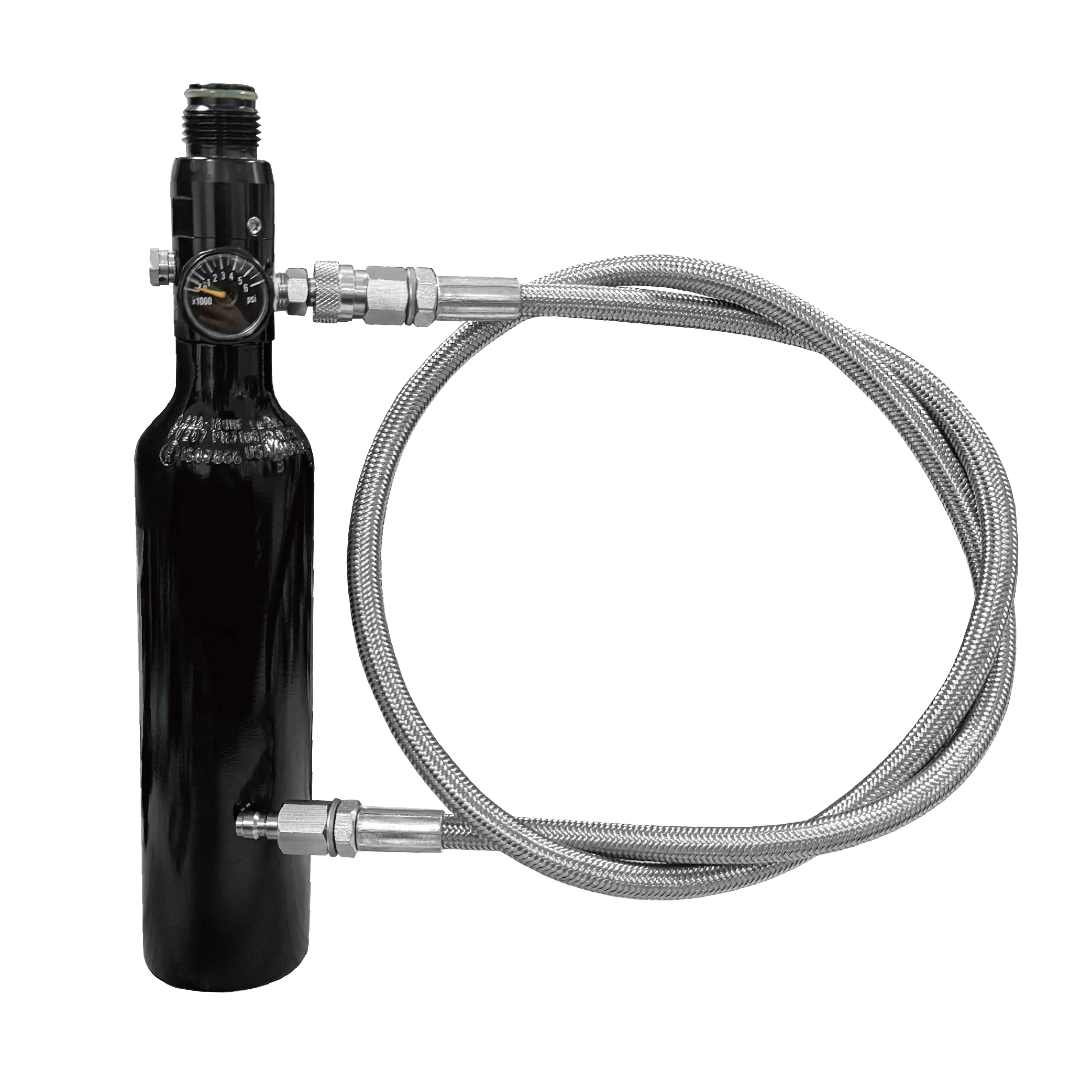 Stainless Steel Braided High-Pressure Hose Fill Whip Ext. w/ 8mm Quick Disconnect – Max Working Pressure 400 bar (6000 PSI)
Stainless Steel Braided High-Pressure Hose Fill Whip Ext. w/ 8mm Quick Disconnect – Max Working Pressure 400 bar (6000 PSI)