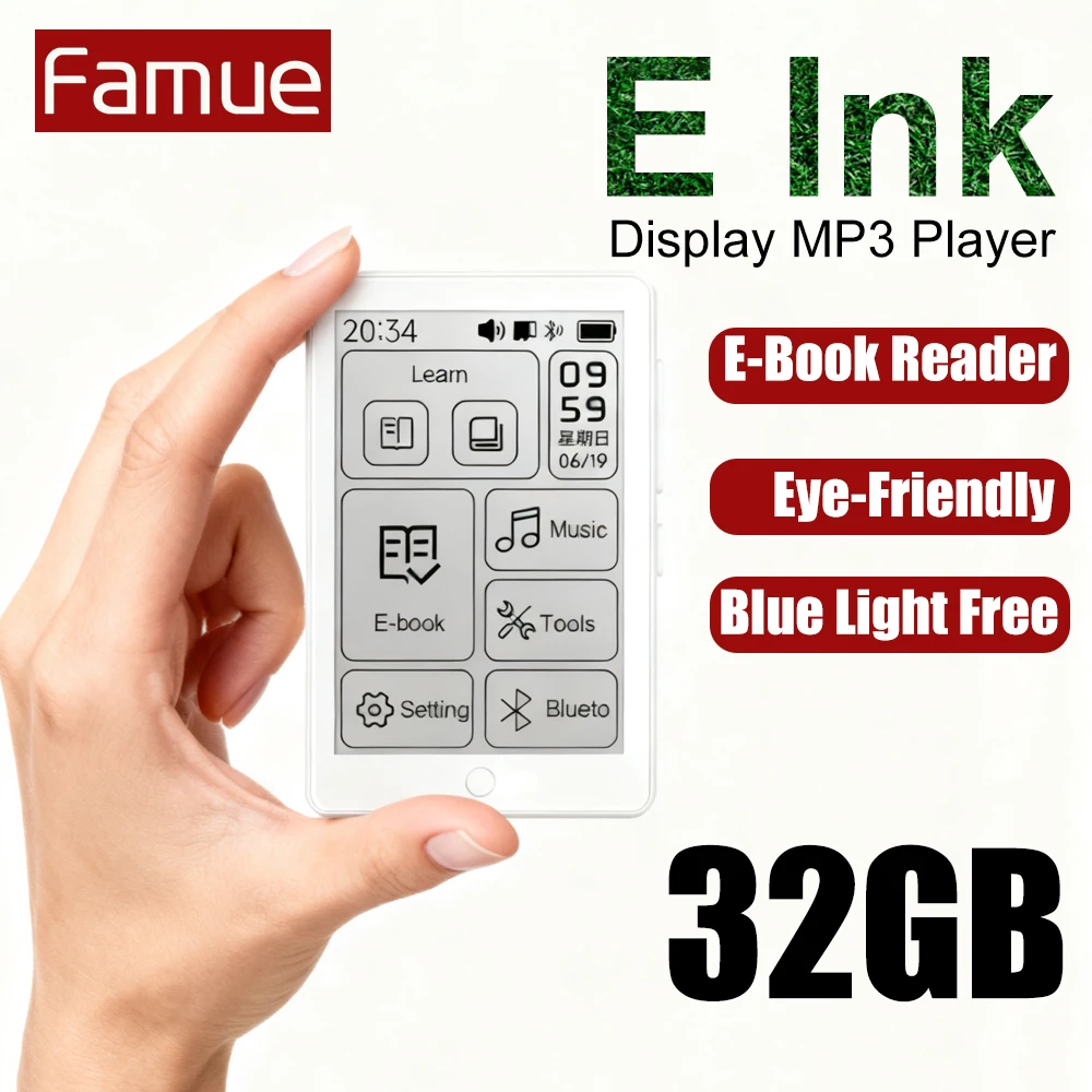 【32G】Famue BF07 E Ink MP3 Player 0Hz Refresh Blue Light Free Bluetooth 5.4 Lossless Audio 2.7 Inch E-Book Reader Speaker
【32G】Famue BF07 E Ink MP3 Player 0Hz Refresh Blue Light Free Bluetooth 5.4 Lossless Audio 2.7 Inch E-Book Reader Speaker
