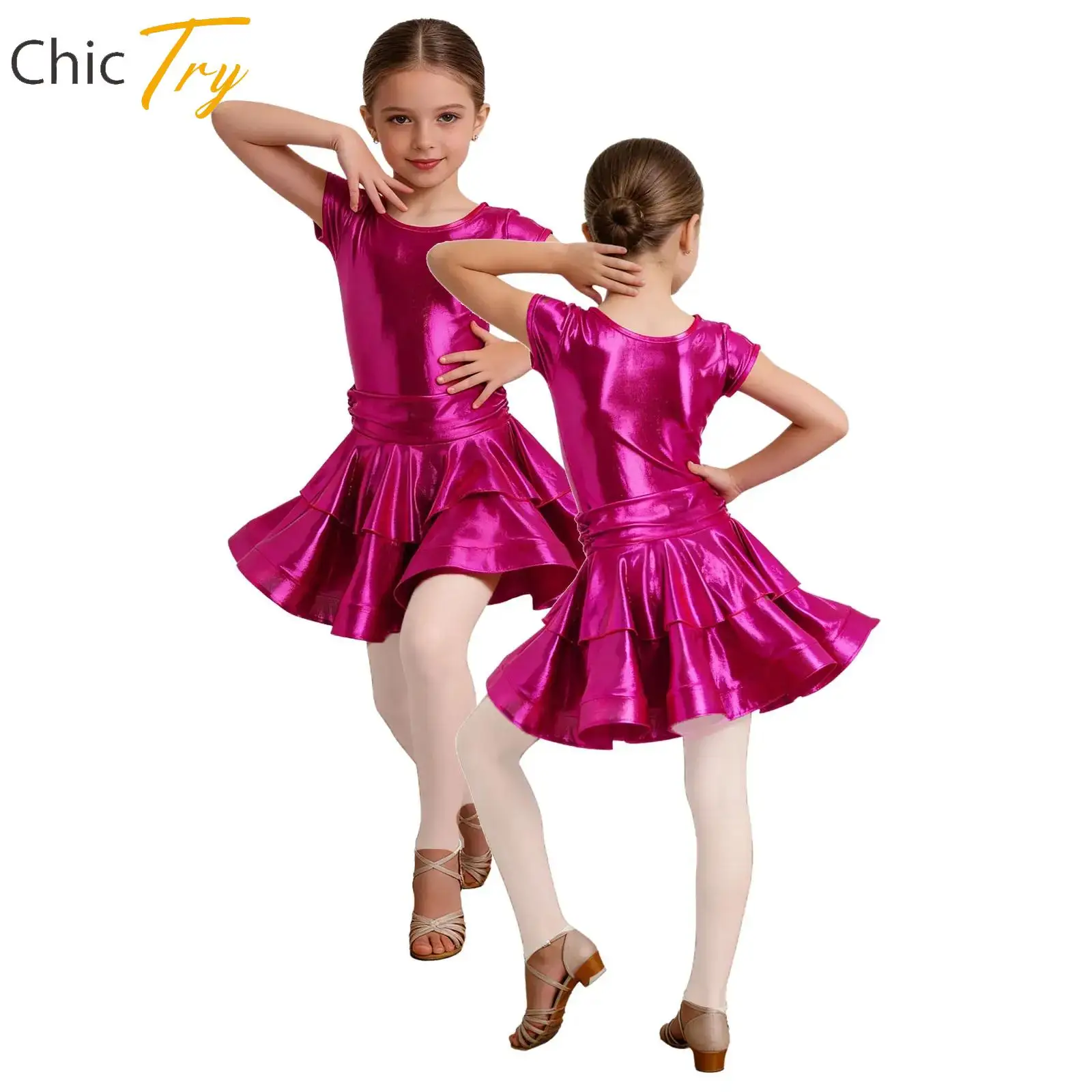 Kid Girls Latin Jazz Cha-cha Tango Samba Rumba Performance Dance Dress Cap Sleeves Tiered Ruffled Metallic Tutu Ballet Dancewear
Kid Girls Latin Jazz Cha-cha Tango Samba Rumba Performance Dance Dress Cap Sleeves Tiered Ruffled Metallic Tutu Ballet Dancewear