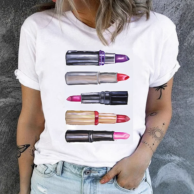 Red Lipstick Sexy Lips T-shirt Women's Perfume Print Women's Casual Short-sleeved Summer Crewneck Summer polyester fiber fabric
Red Lipstick Sexy Lips T-shirt Women's Perfume Print Women's Casual Short-sleeved Summer Crewneck Summer polyester fiber fabric