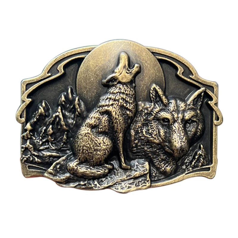 Zinc alloy moonlit wolf howl belt buckle western cowboy accessory
Zinc alloy moonlit wolf howl belt buckle western cowboy accessory