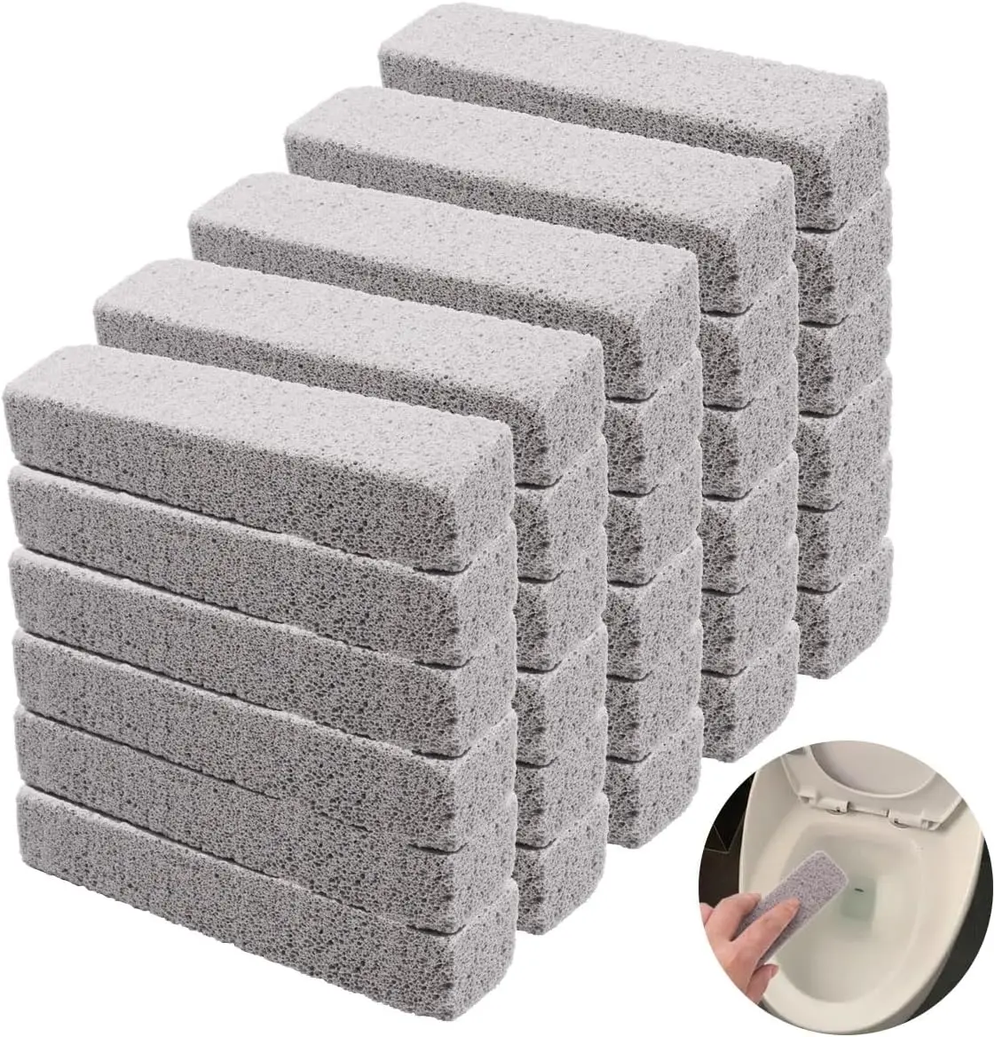 30 Pcs Pumice Stones for Cleaning, Grey Scouring Pad, Removes Hard Water & Calcium Stains, 5.9x1.4x0.9 Inches
30 Pcs Pumice Stones for Cleaning, Grey Scouring Pad, Removes Hard Water & Calcium Stains, 5.9x1.4x0.9 Inches