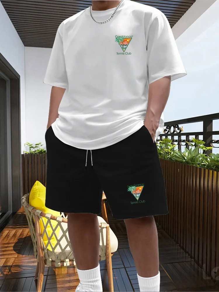 New Men's Short Sleeve Shorts Set Fashion King Printed T-Shirt Shorts 2 Sets of Casual Round Neck Jumper Breathable Sportswear
New Men's Short Sleeve Shorts Set Fashion King Printed T-Shirt Shorts 2 Sets of Casual Round Neck Jumper Breathable Sportswear