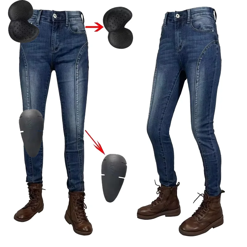 Женские защитные мотоциклетные джинсы - синие мотобрюки для верховой езды | Устойчивое к истиранию снаряжение для безопасности
Женские защитные мотоциклетные джинсы - синие мотобрюки для верховой езды | Устойчивое к истиранию снаряжение для безопасности