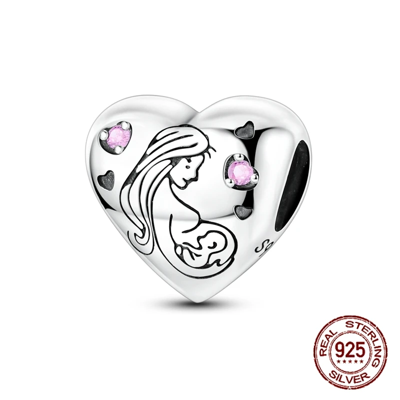 Подвеска-шарм в форме сердца из стерлингового серебра 925 пробы с гравировкой «Мать-дочь», розовый кубический цирконий, подходит для браслетов, подарок на День матери
Подвеска-шарм в форме сердца из стерлингового серебра 925 пробы с гравировкой «Мать-дочь», розовый кубический цирконий, подходит для браслетов, подарок на День матери